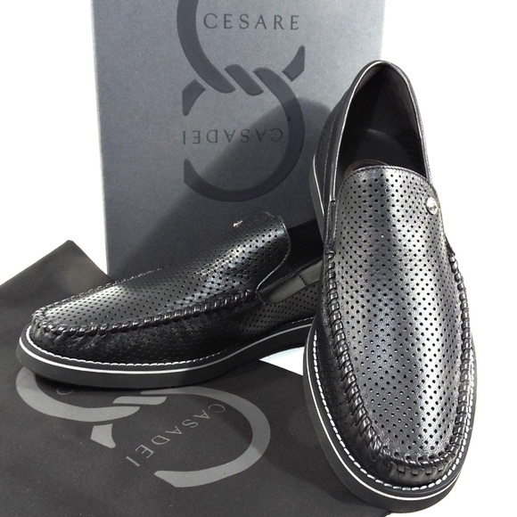 CASADEI 🇮🇹 MEN'S BLACK SOFT LEATHER COMFORT SUMMER LOAFERS - Picture 1 of 8